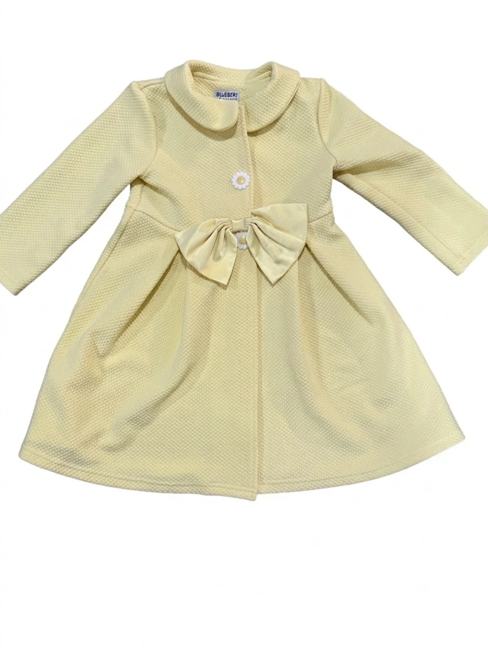 Blueberi Boulevard Toddler Girl Pastel Yellow Textured Coat Jacket Size 4